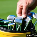 골프 라운딩 준비물 체크리스트 - **Prompt:** A focused male golfer, in his 40s, meticulously cleaning his golf clubs on a pristine Ru...